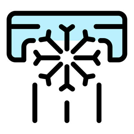 Air conditioning and snowflake icon. Outline air conditioning and snowflake vector icon color flat isolatedのイラスト素材