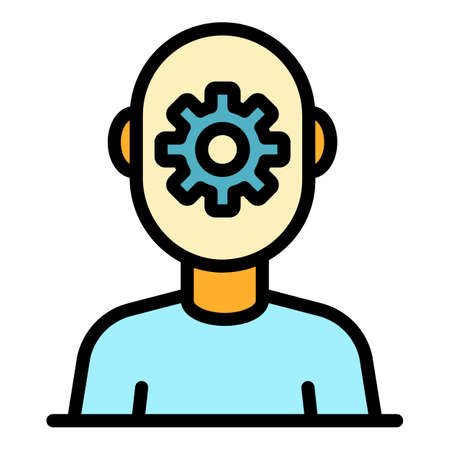 Gear mind life skill icon. Outline gear mind life skill vector icon color flat isolatedのイラスト素材