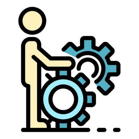 Efficient gear system skill icon. Outline efficient gear system skill vector icon color flat isolatedのイラスト素材