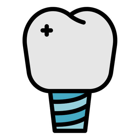 Ceramic tooth icon. Outline ceramic tooth vector icon color flat isolatedのイラスト素材