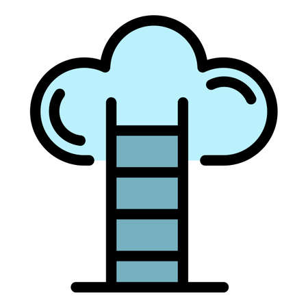 Ladder cloud target icon. Outline ladder cloud target vector icon color flat isolatedのイラスト素材
