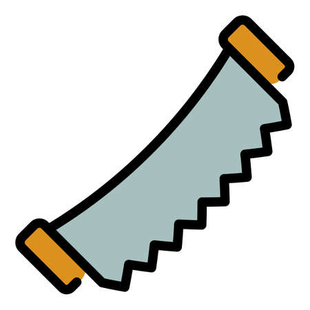 Two man saw icon. Outline two man saw vector icon color flat isolatedのイラスト素材