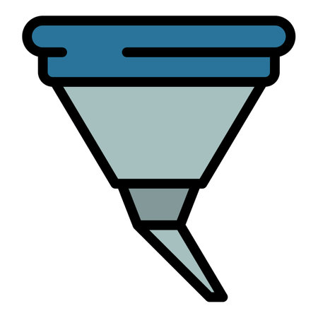 Gasoline funnel icon. Outline gasoline funnel vector icon color flat isolatedのイラスト素材