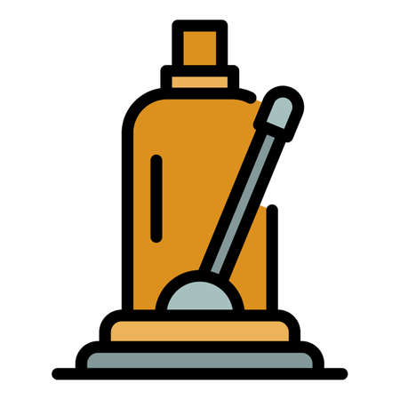 Hydraulic car jack icon. Outline hydraulic car jack vector icon color flat isolatedのイラスト素材