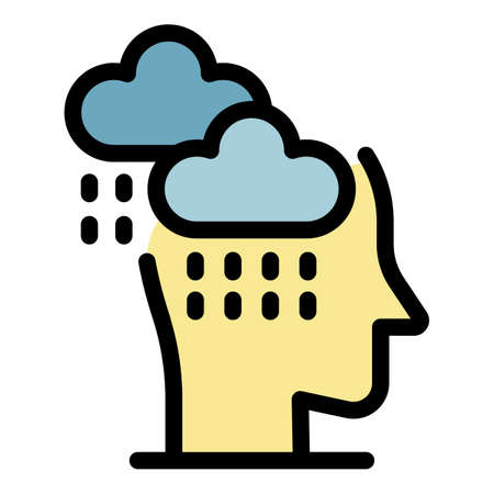 Stress rainy icon. Outline stress rainy vector icon color flat isolatedのイラスト素材