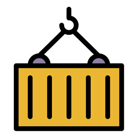 Cargo container icon. Outline cargo container vector icon color flat isolatedのイラスト素材