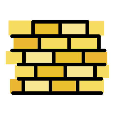 Brick wall icon. Outline brick wall vector icon color flat isolatedのイラスト素材