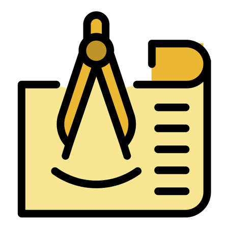 Construction plan icon. Outline construction plan vector icon color flat isolatedのイラスト素材