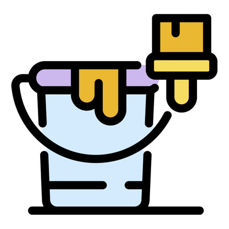Paint bucket icon. Outline paint bucket vector icon color flat isolatedのイラスト素材