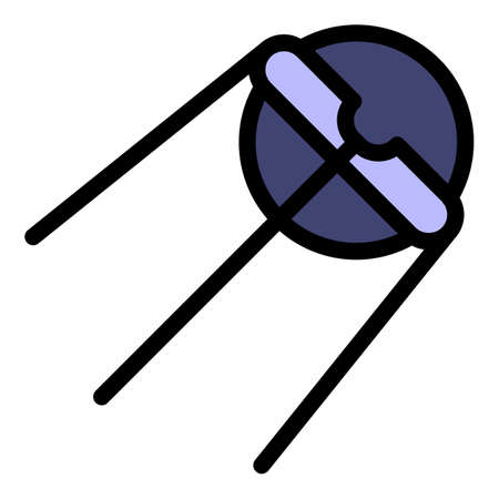 Space satellite exploration icon. Outline space satellite exploration vector icon color flat isolatedのイラスト素材