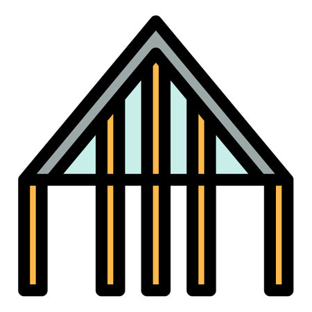 Roof supporting structure icon. Outline roof supporting structure vector icon color flat isolatedのイラスト素材