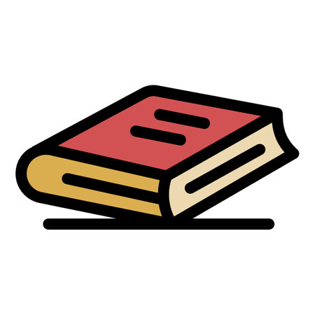 Closed book on one corner icon. Outline closed book on one corner vector icon color flat isolatedのイラスト素材