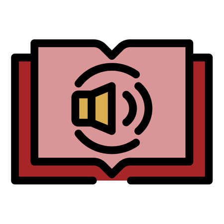 Audio book icon. Outline audio book vector icon color flat isolatedのイラスト素材