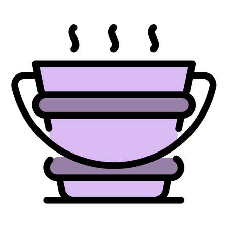 Bucket of hot water icon. Outline bucket of hot water vector icon color flat isolatedのイラスト素材