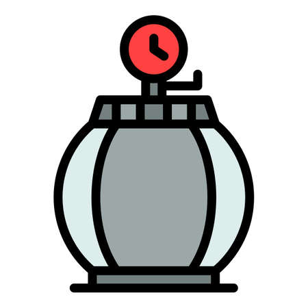 Gas bottle with pressure gauge icon. Outline gas bottle with pressure gauge vector icon color flat isolatedのイラスト素材