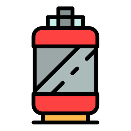 Cylinder with ammonia icon. Outline cylinder with ammonia vector icon color flat isolatedのイラスト素材