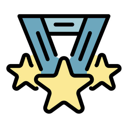 Medal star icon. Outline medal star vector icon color flat isolated