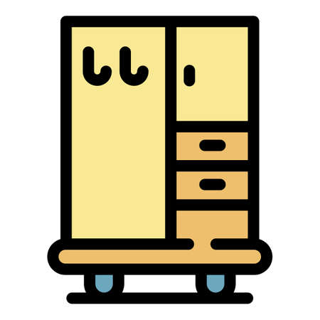 Kid room wardrobe icon. Outline kid room wardrobe vector icon color flat isolatedのイラスト素材