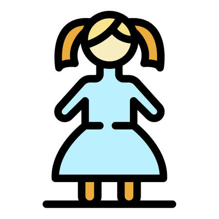 Doll icon. Outline doll vector icon color flat isolatedのイラスト素材
