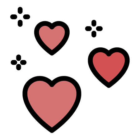 Shiny loving hearts icon. Outline shiny loving hearts vector icon color flat isolatedのイラスト素材
