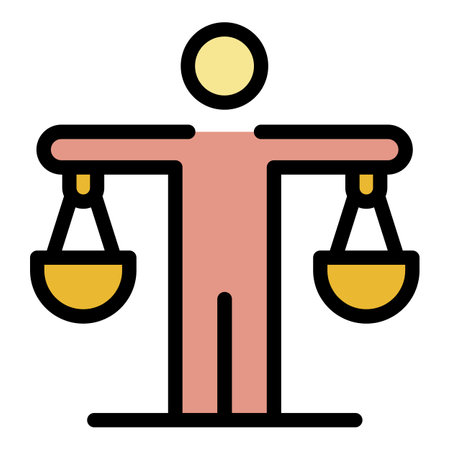 Business training balance icon. Outline business training balance vector icon color flat isolatedのイラスト素材