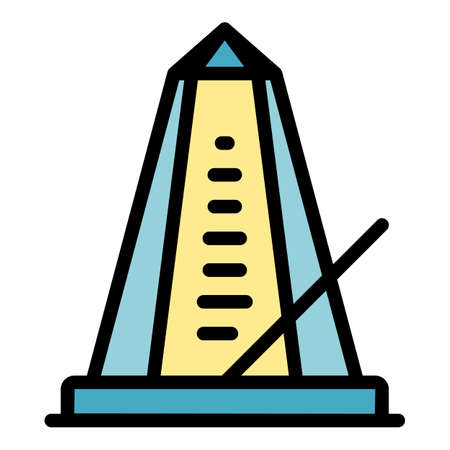 Classic metronome icon. Outline classic metronome vector icon color flat isolatedのイラスト素材