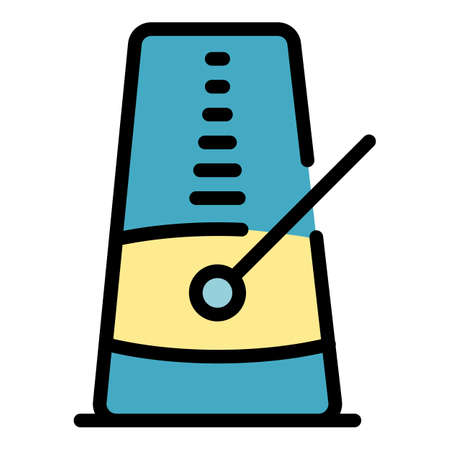 Metronome instrument icon. Outline metronome instrument vector icon color flat isolatedのイラスト素材