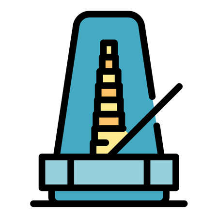 Mechanical metronome icon. Outline mechanical metronome vector icon color flat isolatedのイラスト素材