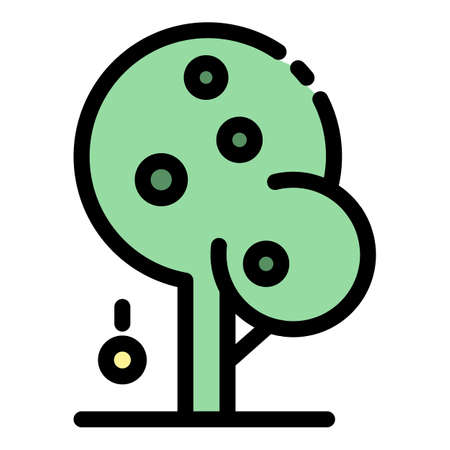 Gravity apple tree icon. Outline gravity apple tree vector icon color flat isolatedのイラスト素材