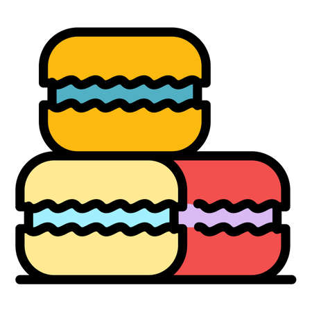 French macaroons icon. Outline french macaroons vector icon color flat isolatedのイラスト素材