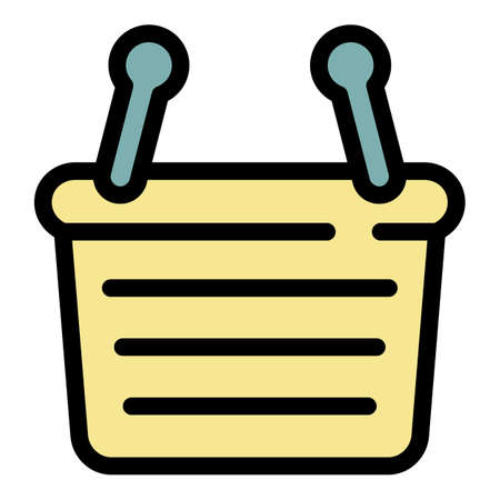 Plastic shop basket icon. Outline plastic shop basket vector icon color flat isolatedのイラスト素材