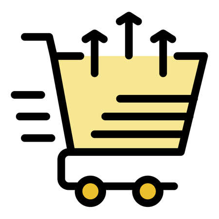 Payment shop cart icon. Outline payment shop cart vector icon color flat isolatedのイラスト素材