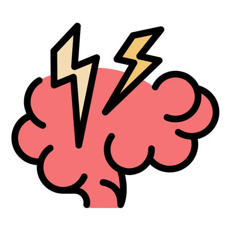 Headache icon. Outline headache vector icon color flat isolatedのイラスト素材
