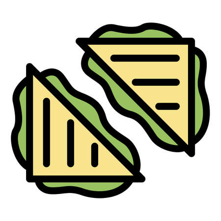 Two sandwiches icon. Outline two sandwiches vector icon color flat isolatedのイラスト素材