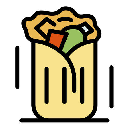 Shawarma sandwich icon. Outline shawarma sandwich vector icon color flat isolatedのイラスト素材