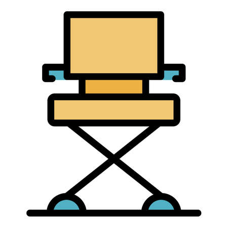 Camp folding chair icon. Outline camp folding chair vector icon color flat isolatedのイラスト素材