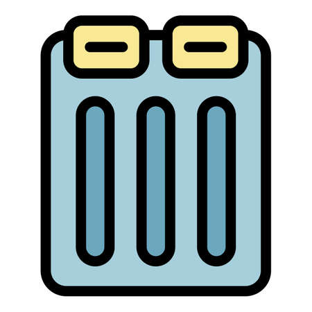 Double air mattress icon. Outline double air mattress vector icon color flat isolatedのイラスト素材