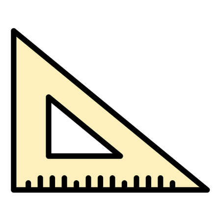 Triangle ruler icon. Outline triangle ruler vector icon color flat isolatedのイラスト素材