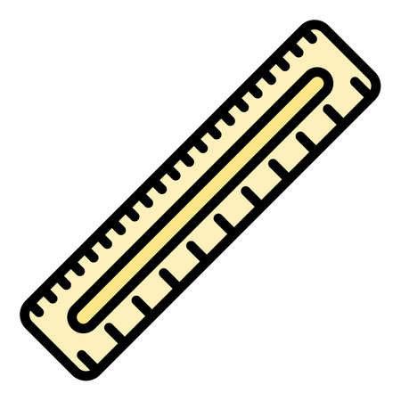 Office ruler icon. Outline office ruler vector icon color flat isolatedのイラスト素材