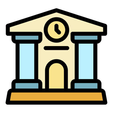 Courthouse icon. Outline courthouse vector icon color flat isolatedのイラスト素材