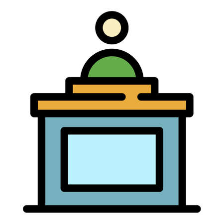 Witness in court icon. Outline witness in court vector icon color flat isolatedのイラスト素材