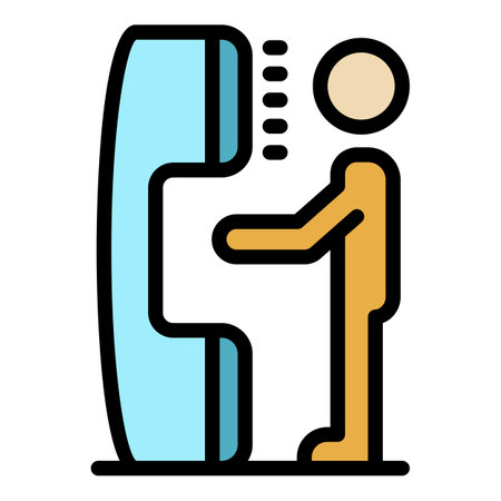Phone call headhunter icon. Outline phone call headhunter vector icon color flat isolatedのイラスト素材