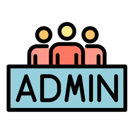 Three persons admin icon. Outline three persons admin vector icon color flat isolatedのイラスト素材