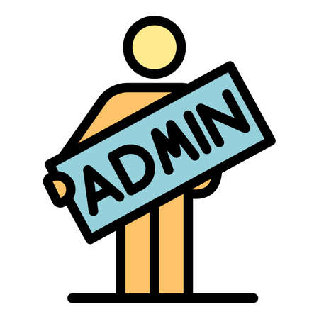 Man with the inscription admin icon. Outline man with the inscription admin vector icon color flat isolatedのイラスト素材