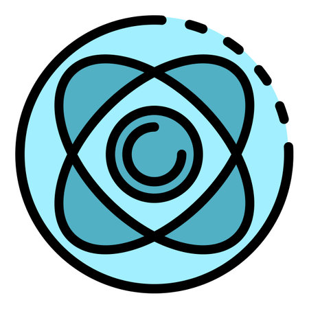 Atom in a circle icon. Outline atom in a circle vector icon color flat isolated