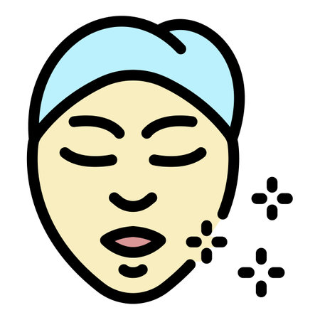 Face of asian girl icon. Outline face of asian girl vector icon color flat isolatedのイラスト素材