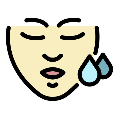 Womans face and two drops icon. Outline womans face and two drops vector icon color flat isolatedのイラスト素材