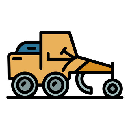 Grader machine utility icon. Outline grader machine utility vector icon color flat isolatedのイラスト素材