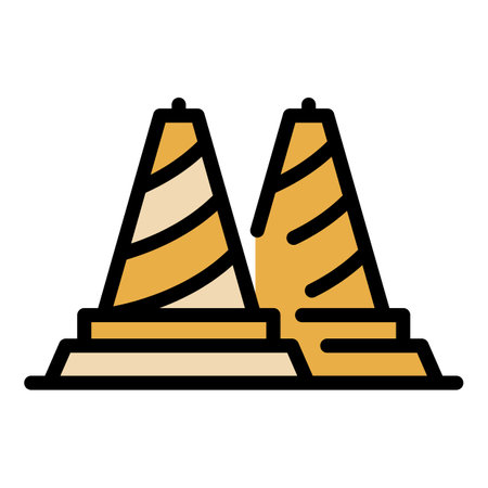 Road cones icon. Outline road cones vector icon color flat isolatedのイラスト素材