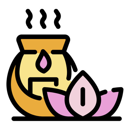 Spa lotos icon. Outline spa lotos vector icon color flat isolatedのイラスト素材